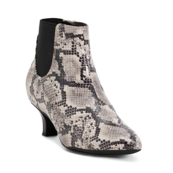 CLARKS Grey Snake Leather Kepley Erin Heeled Side Zip Booties